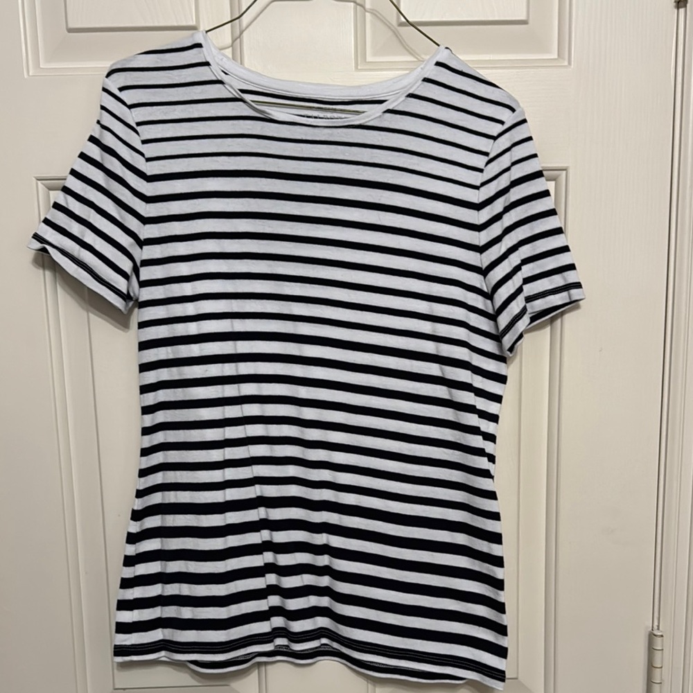 Talbots Black and White Fitted Short Sleeve T-Shirt